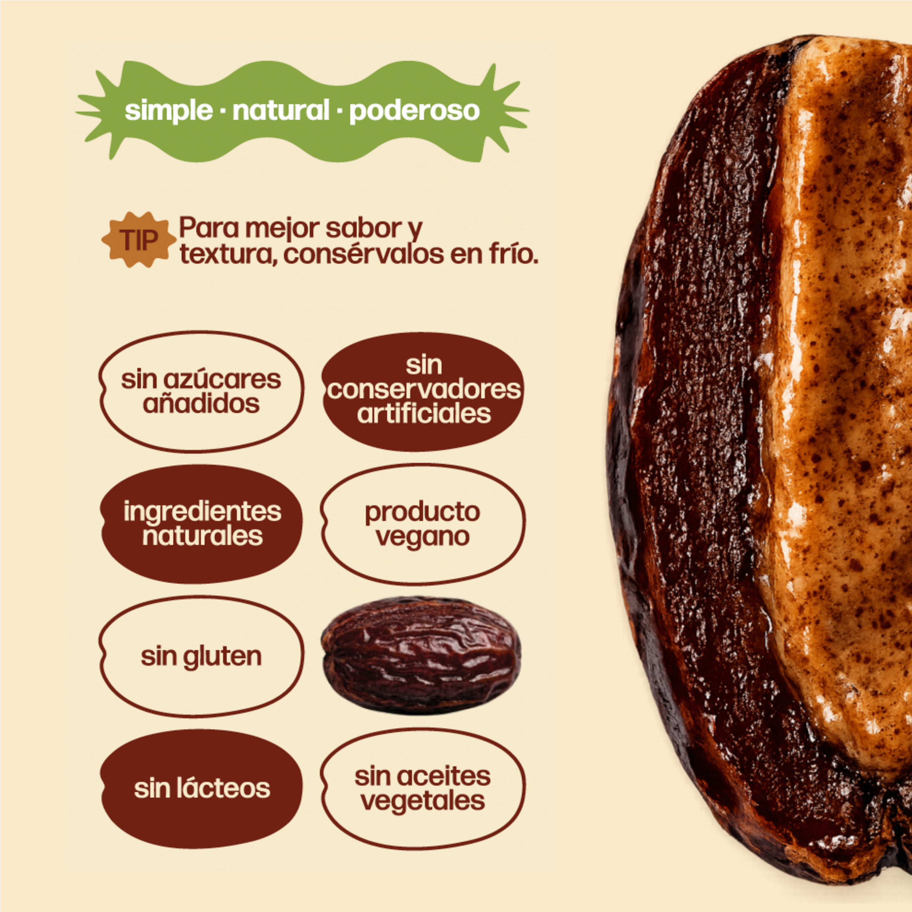 dátiles medjool + crema de almendra con cacao