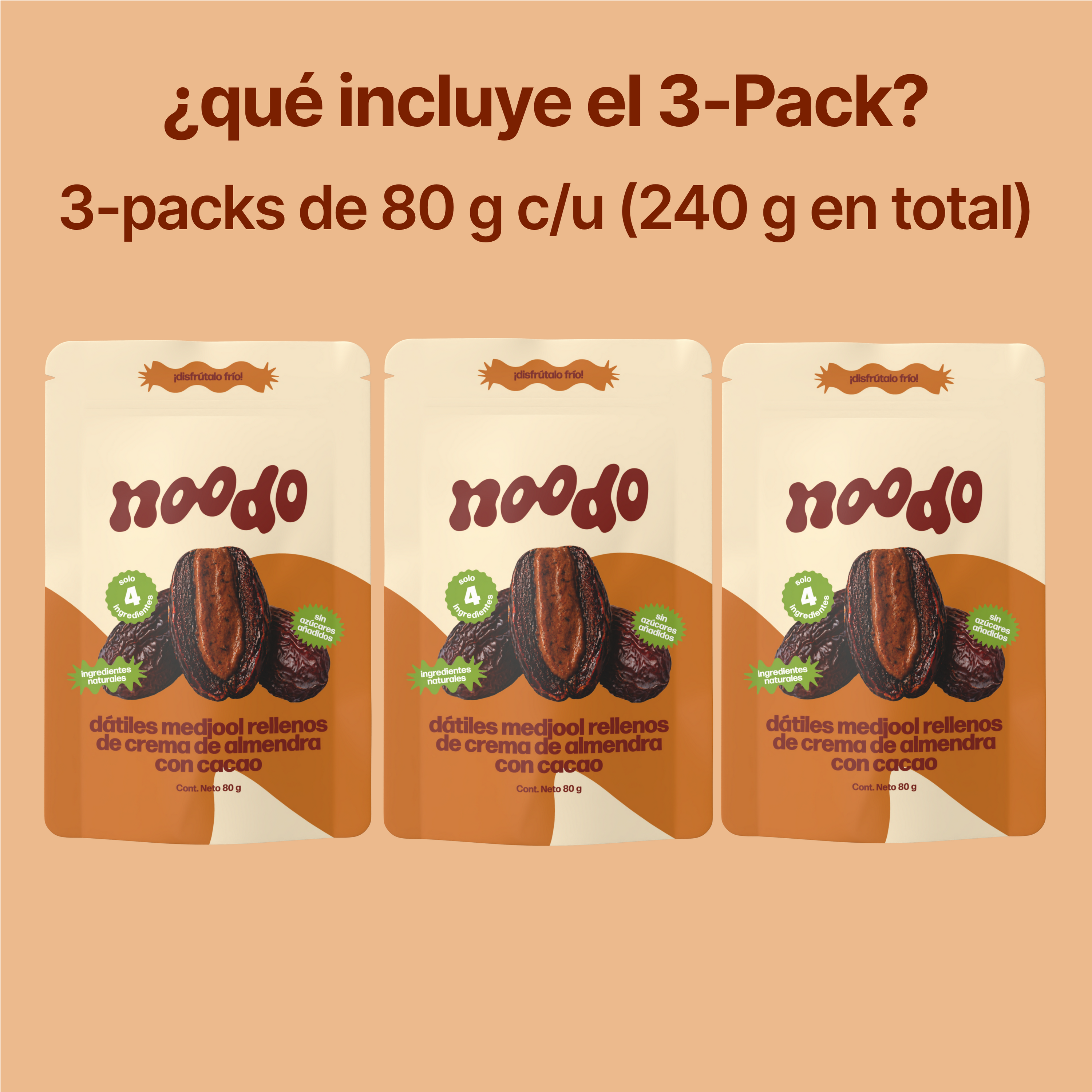 dátiles medjool + crema de almendra con cacao